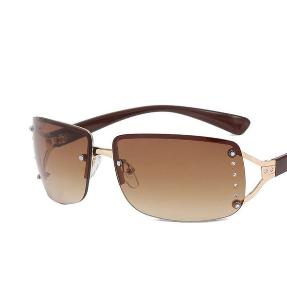 Square Diamond Sunglasses Women Rimless Eyewear Women/Men Rectangle Sunglasses