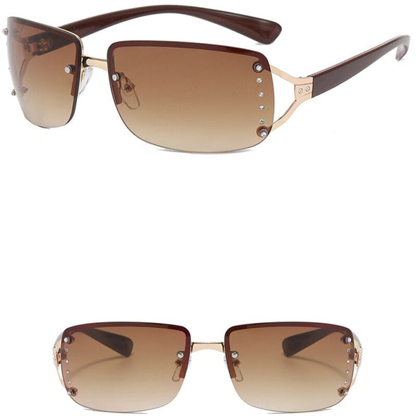 Square Diamond Sunglasses Women Rimless Eyewear Women/Men Rectangle Sunglasses