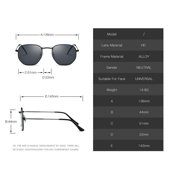 Metal Vintage Sunglasses Men Luxury Brand Polygon Glasses Men/Women Designer Eyewear Men Oculos De Sol Masculino