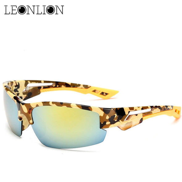 LeonLion 2023 Vintage Outdoor Camouflage Sunglasses Men Classic Fishing Travel Sun Glasses UV400 Glasses Masculino