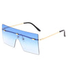 Oversized Square Flat Top Sunglasses Women Men Fashion Luxury Rimless Eyewear Large Brown Shades Oculos UV400