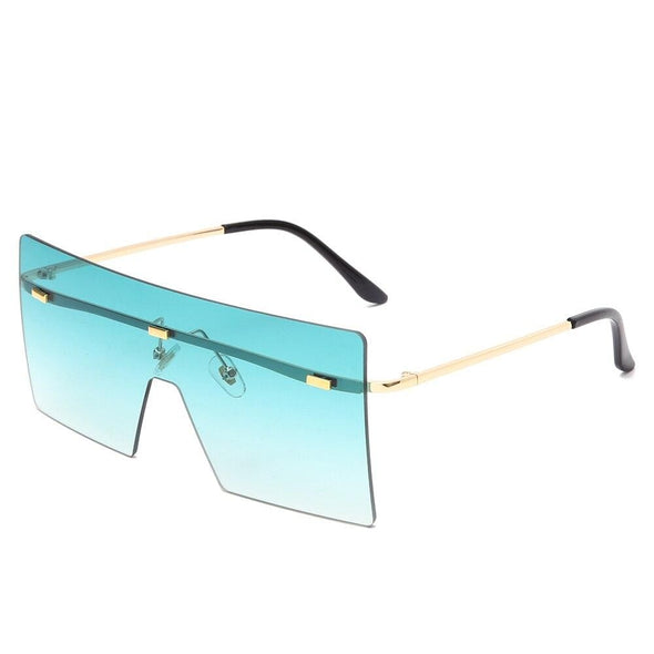 Oversized Square Flat Top Sunglasses Women Men Fashion Luxury Rimless Eyewear Large Brown Shades Oculos UV400