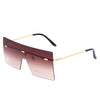 Oversized Square Flat Top Sunglasses Women Men Fashion Luxury Rimless Eyewear Large Brown Shades Oculos UV400