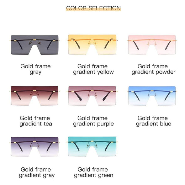 Oversized Square Flat Top Sunglasses Women Men Fashion Luxury Rimless Eyewear Large Brown Shades Oculos UV400