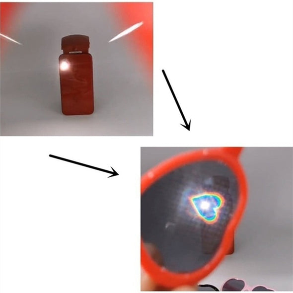 Love Heart Shaped Effect Glasses Watch The Lights At Night Change to Love Heart Image Diffraction Glasses Sunglasses For Women