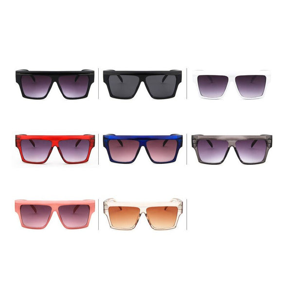 Luxury Brand Big Square Sunglasses Women Flat Top Plastic Frame Gradient Lens Oversized Sun Glasses Trendy Popular Black Shades