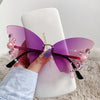Luxury Designer Butterfly Sunglasses Vintage Shades for Women Fashion Rimless Sun Glasses Bling Diamond Eyewear