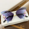Luxury Designer Butterfly Sunglasses Vintage Shades for Women Fashion Rimless Sun Glasses Bling Diamond Eyewear