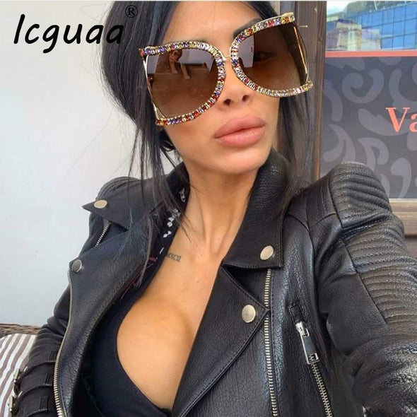 Luxury Half Frame Brand Designer Glasses Women Square Pearl Sunglasses for Female Rhinestone Oversized Eyewear Ladies