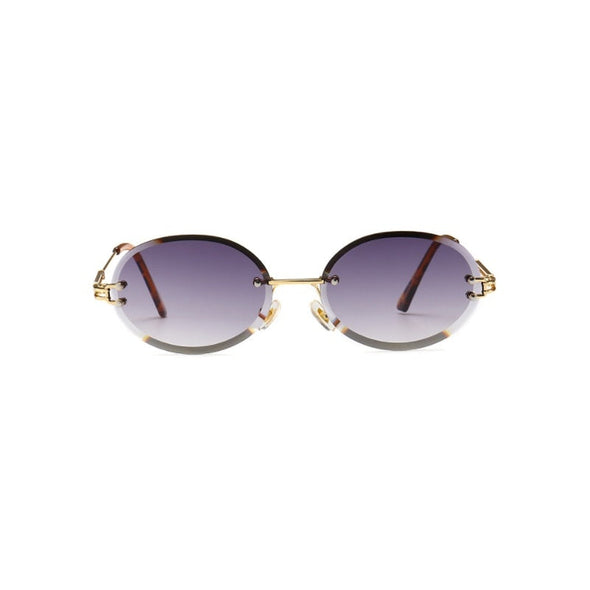 Luxury Rimless Steampunk Men Sunglasses  Fashion Oval Designer Women Sun Glasses Punk New Designer Shades