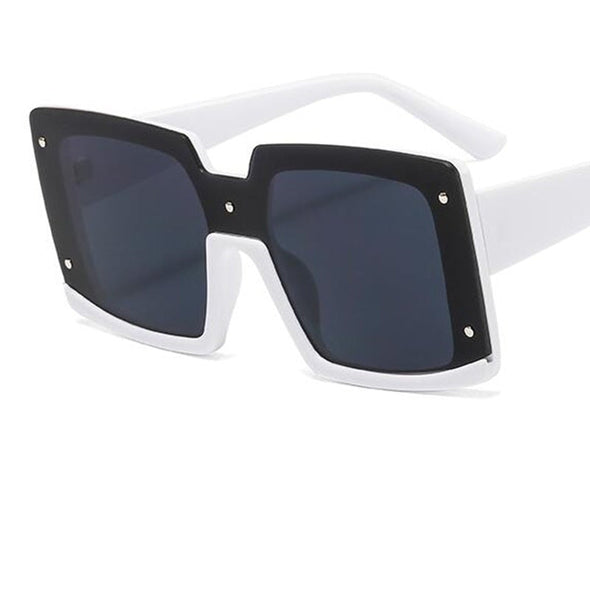 Luxury Shades For Women White Square Sunglasses  Designer Inspired Semi Rimless Sun Glasses Shopping Street Fashion Eyewear