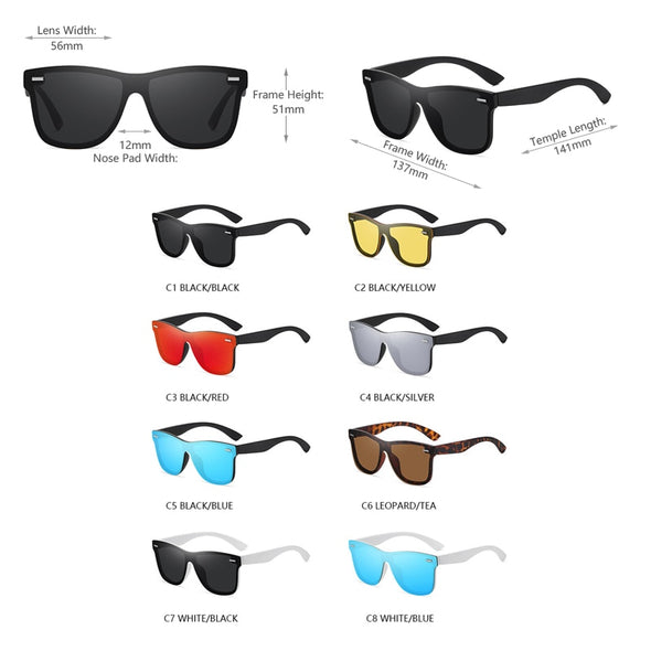 Luxury Square Polarized Sunglasses Men Women Fashion One-piece Sun Glasses Unisex Vintage Mirror Blue Driving Eyewear UV400