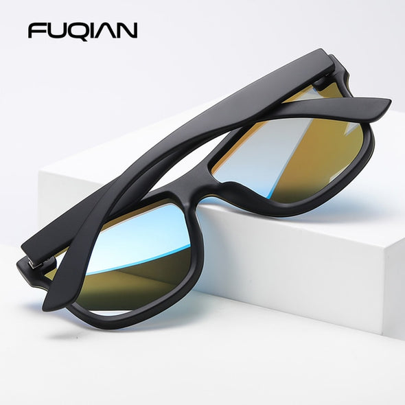 Luxury Square Polarized Sunglasses Men Women Fashion One-piece Sun Glasses Unisex Vintage Mirror Blue Driving Eyewear UV400