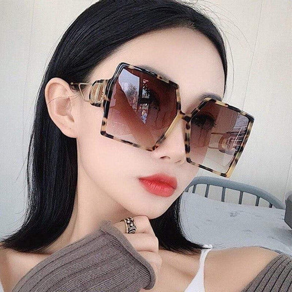 Fashion Protable Big Square Women Gradient Sunglasses
