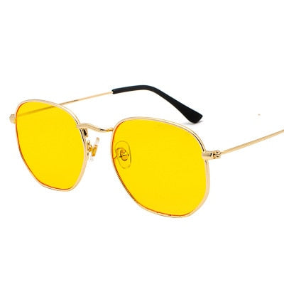 Men  Square Sunglases Hexagon Sun glasses  2023 Women  Fishing Glasses Gold gray Eyewear lentes metal frame sunglasses sunshade