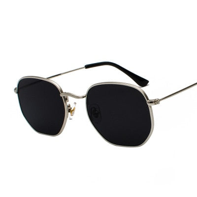 Men Sunglases Hexagon Sun glasses NEW Women Metal Frame Fishing Glasses Gold tea Eyewear lentes de sol hombre okulary UV400