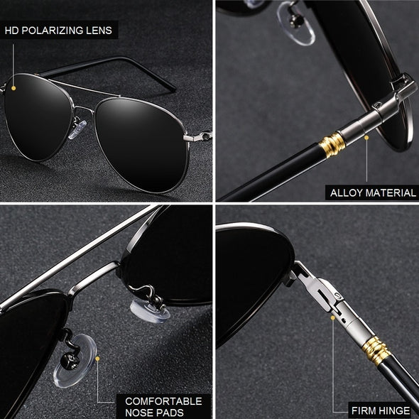 Men's Polarized Sunglasses Men Women Driving Pilot Vintage Sun Glasses Brand Designer Male Black Sunglasses For Man Women UV400