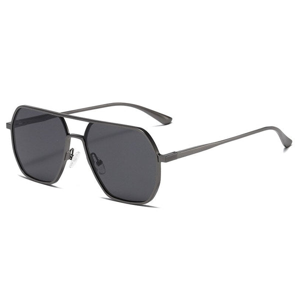 Men's Polygonal Double Beam Polarized Sunglasses Aluminum Magnesium Frame Day and Night Color Changing