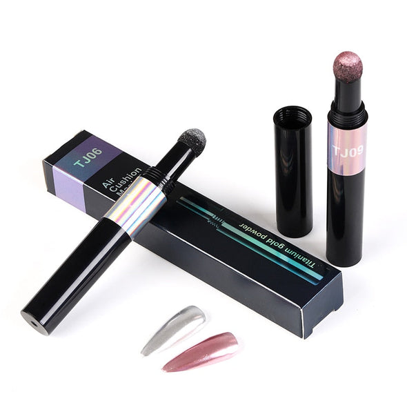 Mirror Nail Air Cushion Magic Powder Convenience Pen Nail Powder Glitter Mirror Effect Powder Manicure Nails Tips Pigment Dust