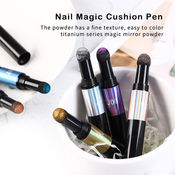 Mirror Nail Air Cushion Magic Powder Convenience Pen Nail Powder Glitter Mirror Effect Powder Manicure Nails Tips Pigment Dust