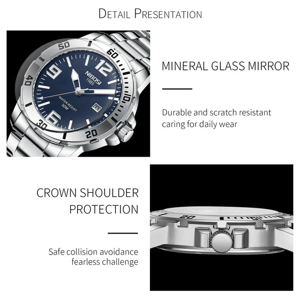 JOLLYNOVA 2023 Watch Men Luxury Brand Business Luminous Waterproof Male Clock Calendar Man Quartz Wristwatches Relogio Masculino