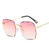 New 2022 Fashion Rimless Sunglasses Women Vintage Square Oversized Sun Glasses Steampunk Sunshades Fashion Lunettes UV400 Oculos