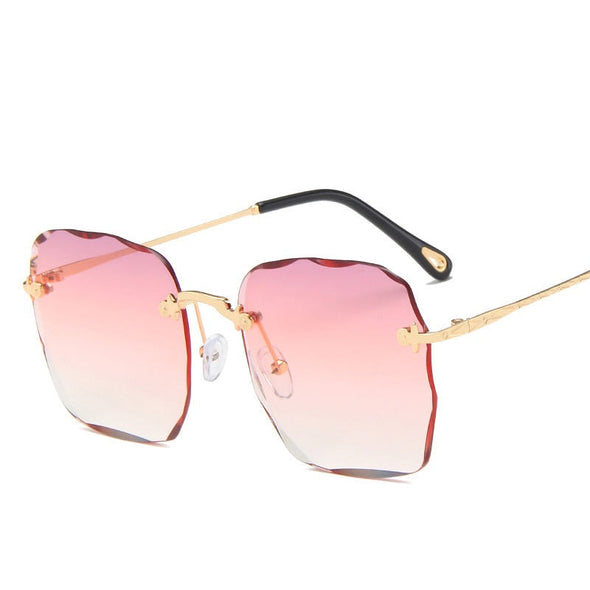 New 2022 Fashion Rimless Sunglasses Women Vintage Square Oversized Sun Glasses Steampunk Sunshades Fashion Lunettes UV400 Oculos