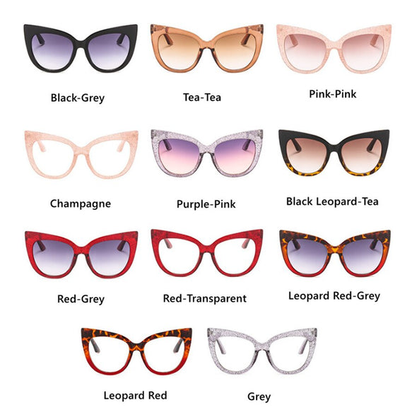 New Fashion Oversized Women Glasses Retro Cat Eye Frame Sunglasses Ins Popular Red Eyeglasses Trending Shades UV400 Wholesale