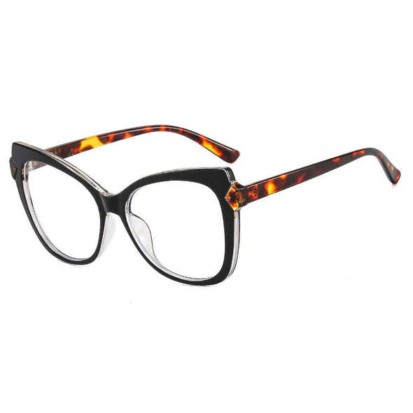 New Fashion Retro Cat Eye Anti Blue Light Glasses For Women Vintage Computer Eyeglasses Oversized Frame Double Blocking Eyewear