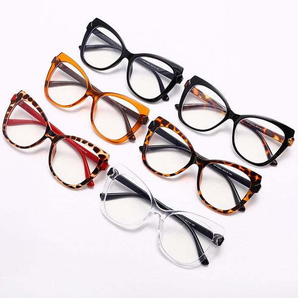 New Fashion Retro Cat Eye Anti Blue Light Glasses For Women Vintage Computer Eyeglasses Oversized Frame Double Blocking Eyewear