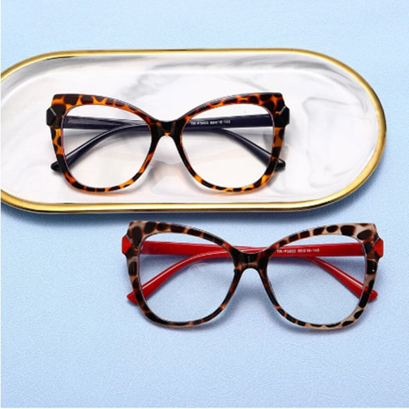 New Fashion Retro Cat Eye Anti Blue Light Glasses For Women Vintage Computer Eyeglasses Oversized Frame Double Blocking Eyewear