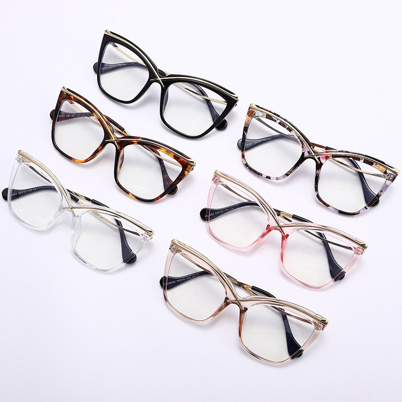 Luxury Cat Eye Glasses Frames Womens Fashion Anti Blue Rays