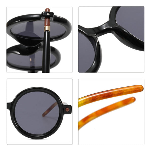 Fashion Retro Oversized Round Sunglasses For Women Men Brand Quality Seven Frame Vintage Designer Sun Glasses Trending Shade