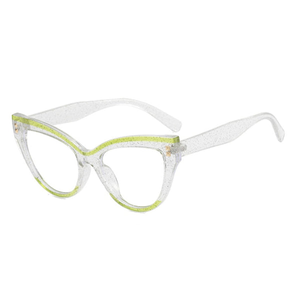 New Fashion Women Brand Designer Glasses For Ladies Retro Cat Eye Rivet Decoration Frame Clear Reading Computer Top Quality Eyeg