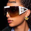 New Luxury Brand One Piece Oversized Sunglasses For Women Vintage Arched Square Sun Glasses Men Wide Leg Rimless Eyewear