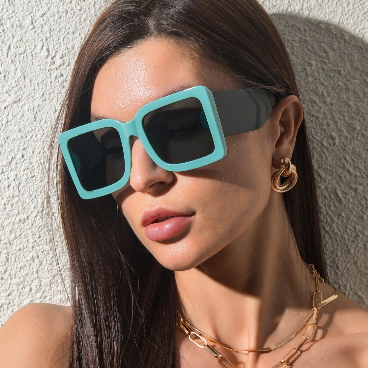 Oversized Square Sunglasses Vintage Designer Women Fashion Sun