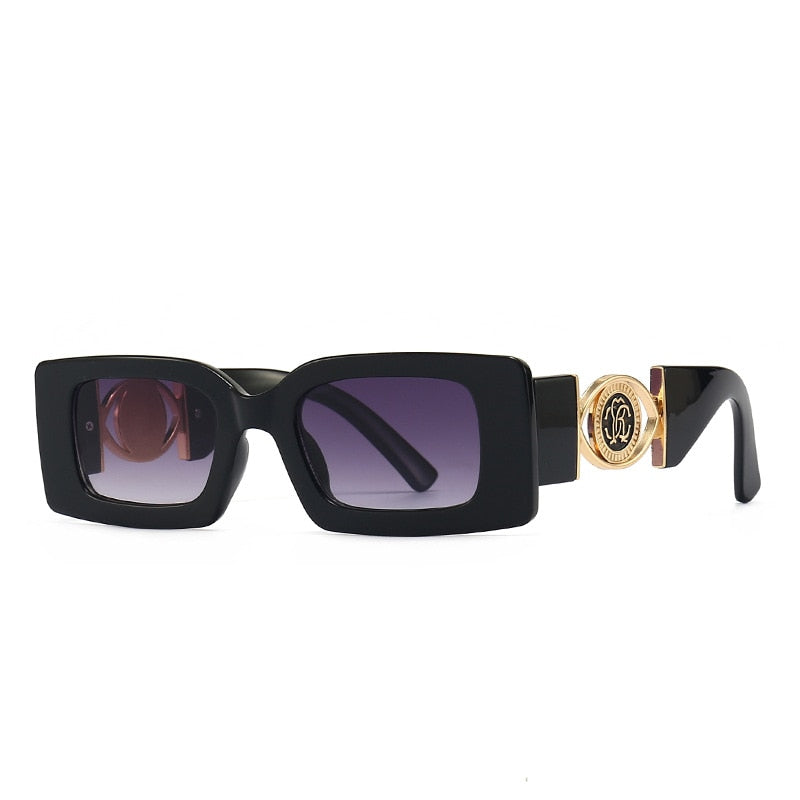 Mens Rectangle Sunglasses Gold Vintage Sunglasses 