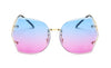New Rimless Clear Sunglasses Butterfly Oversized Metal Glasses Vintage Designer Brand Luxury Women Celebrity Big Sunglasses