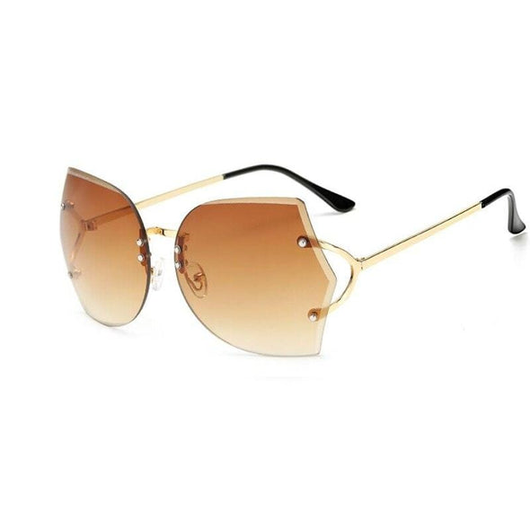 New Rimless Clear Sunglasses Butterfly Oversized Metal Glasses Vintage Designer Brand Luxury Women Celebrity Big Sunglasses