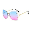 New Rimless Clear Sunglasses Butterfly Oversized Metal Glasses Vintage Designer Brand Luxury Women Celebrity Big Sunglasses