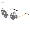 New Unique Rimless Punk Sunglasses Women Fashion Dragon And Phoenix Glasses Men Colorful Party Glasses For Female Shades