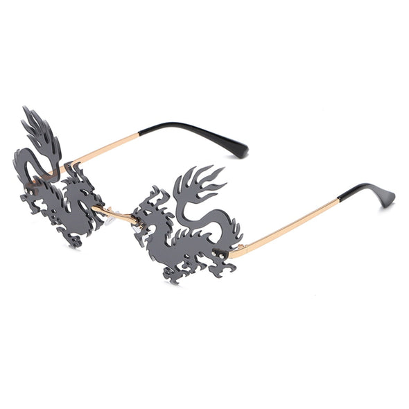 New Unique Rimless Punk Sunglasses Women Fashion Dragon And Phoenix Glasses Men Colorful Party Glasses For Female Shades