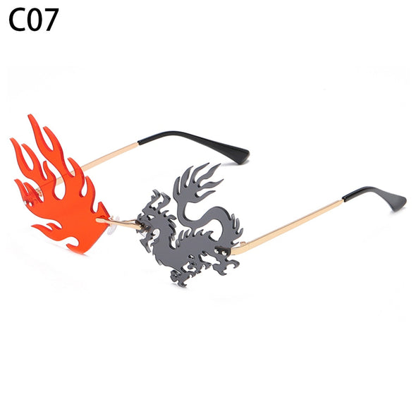 New Unique Rimless Punk Sunglasses Women Fashion Dragon And Phoenix Glasses Men Colorful Party Glasses For Female Shades
