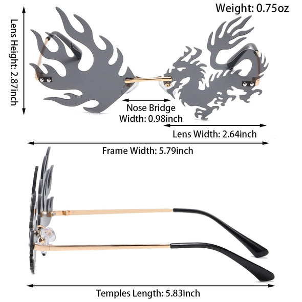 New Unique Rimless Punk Sunglasses Women Fashion Dragon And Phoenix Glasses Men Colorful Party Glasses For Female Shades