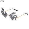 New Unique Rimless Punk Sunglasses Women Fashion Dragon And Phoenix Glasses Men Colorful Party Glasses For Female Shades
