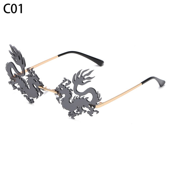 New Unique Rimless Punk Sunglasses Women Fashion Dragon And Phoenix Glasses Men Colorful Party Glasses For Female Shades