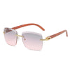 original wooden leg fashion box sunglasses personality ins with rimless cut diamond sunglasses female