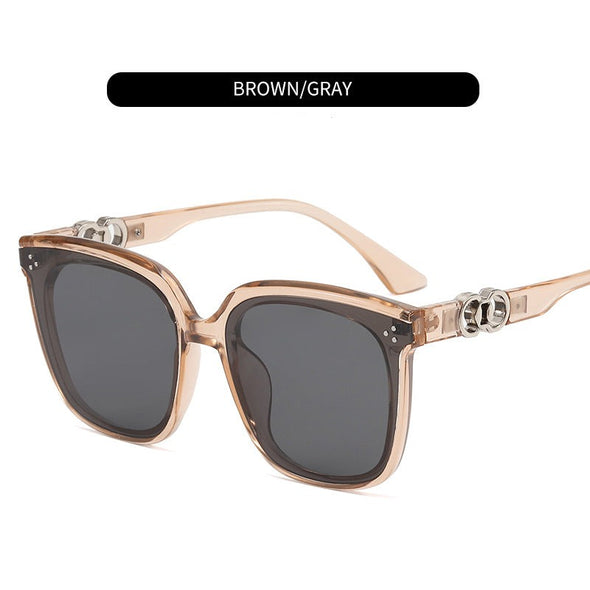 Full-frame Korean version of trendy Internet celebrity sunglasses for women with double rings, fashionable large-frame plain sunglasses, outdoor sunshade and anti-UV