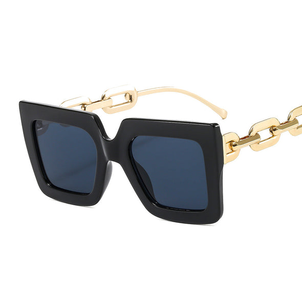 Europe and America big box square ladies chain decorative sunglasses ins online celebrity retro personality fashion sunglasses