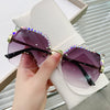 rimless ladies diamond sunglasses online celebrity cutting border UV fashion sunglasses